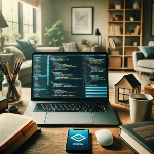 Freelancer working on web design and development projects on a laptop, illustrating flexible and personalized service.