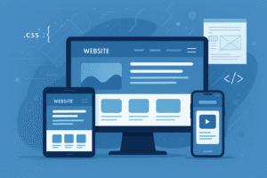 Modern responsive website design displayed on desktop, tablet, and mobile devices