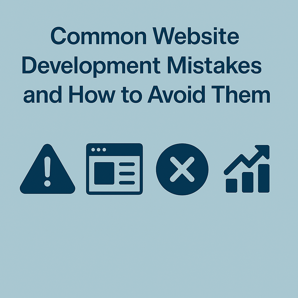 Illustration highlighting common website development mistakes and best practices to avoid them for better performance and user experience.