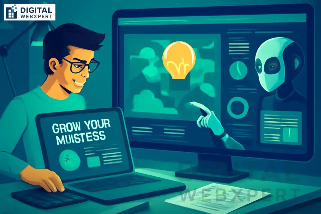 AI tools replacing web teams: futuristic website building dashboard with AI automation