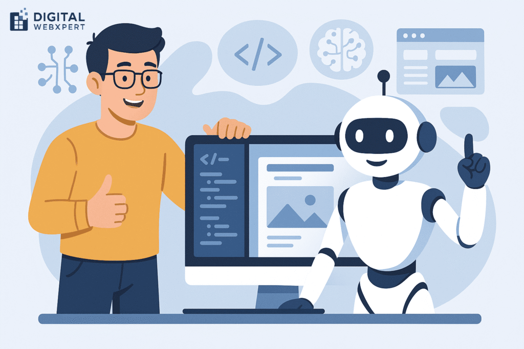 can AI replace web developers in 2025: AI and human developer working together