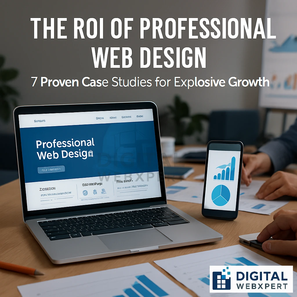 Professional web design ROI case studies showing conversion growth and revenue impact