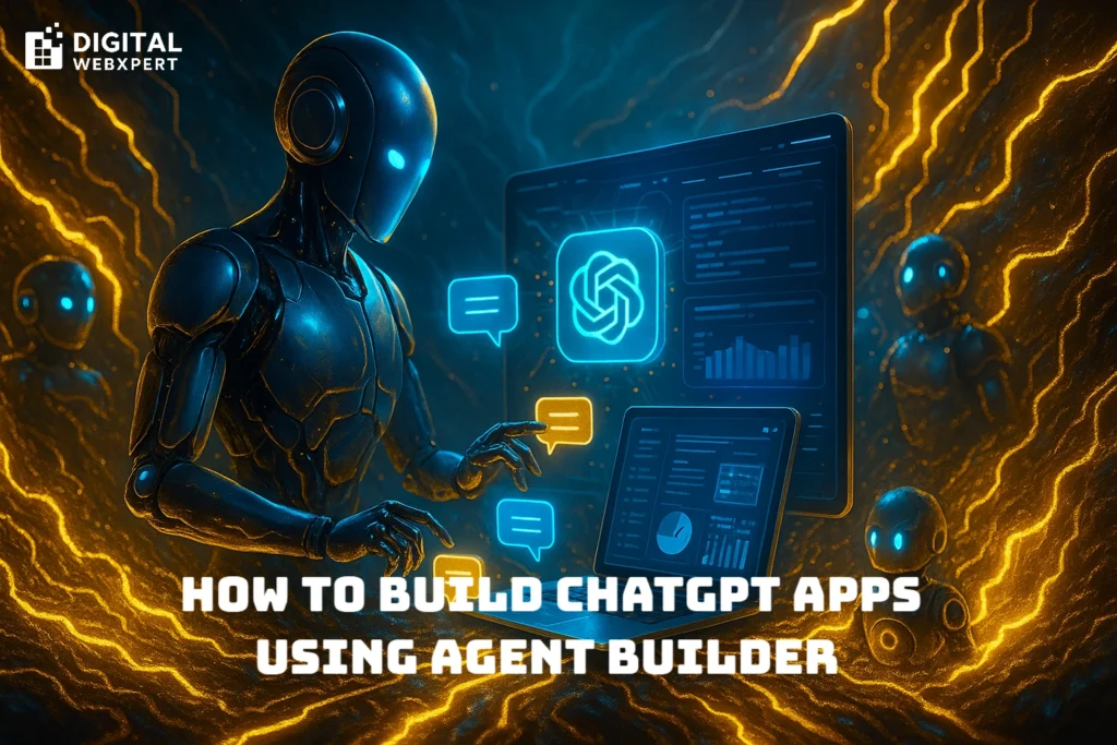 Digital WebXpert team designing AI automation systems and ChatGPT agents using OpenAI’s Agent Builder platform.
