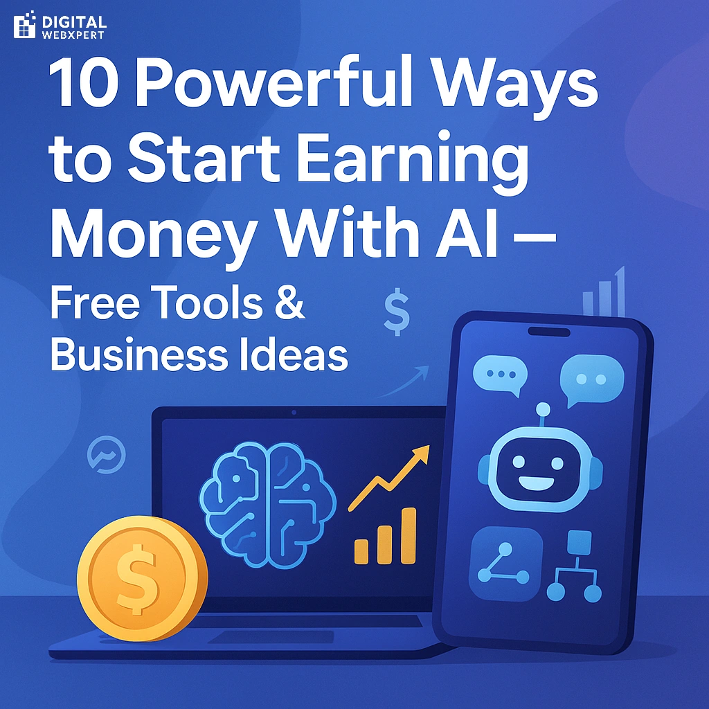 AI tools and devices representing ways to start earning money with AI