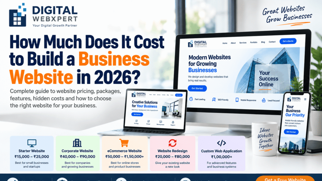 Business website cost in 2026 with pricing packages and website development options